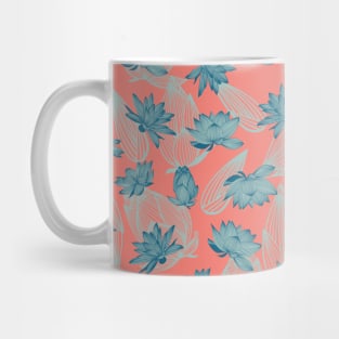 Pink and Blue Lotus Flower Mug